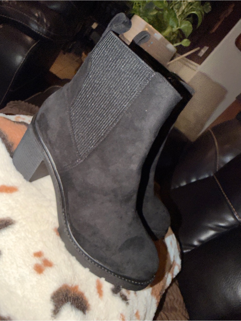 Pierre Dumas Black Suede Chelsea Block Heel Ankle Boots